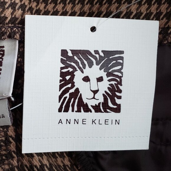 NWT Anne Klein Houndstooth Pants Women's Tan Brown Straight Leg Trouser Posh 10 - Picture 7 of 9